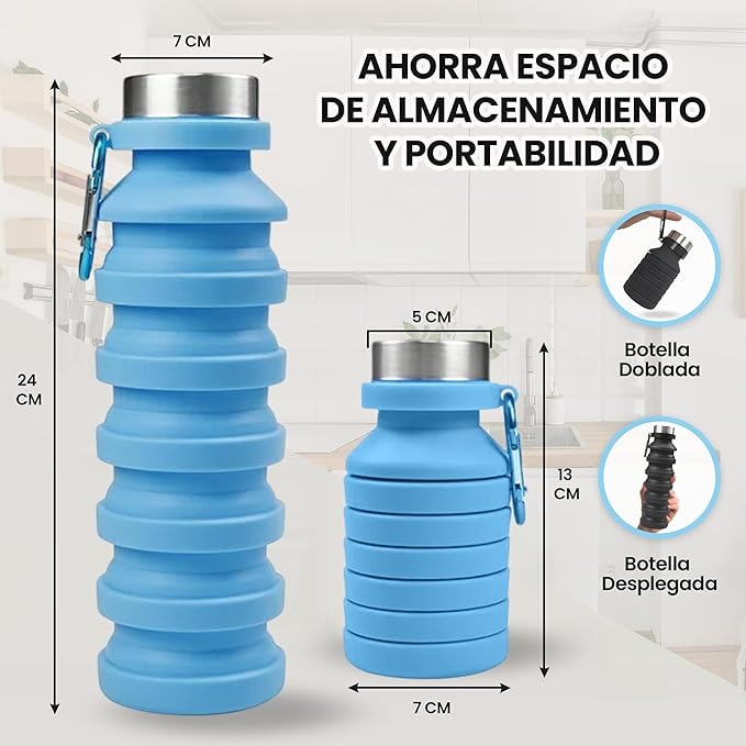 Botella de Agua Plegable de Silicona – Compacta, Ligera y Ecológica