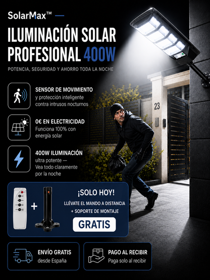 SolarMax™ — Iluminación Solar Profesional 400W
