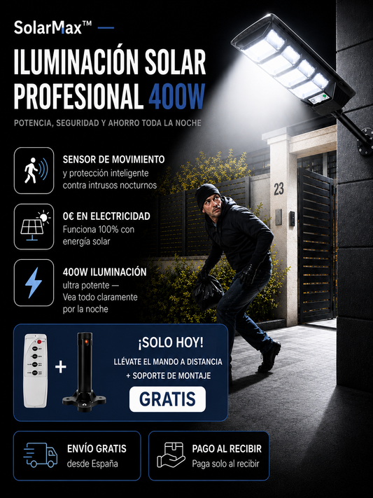 SolarMax™ — Iluminación Solar Profesional 400W